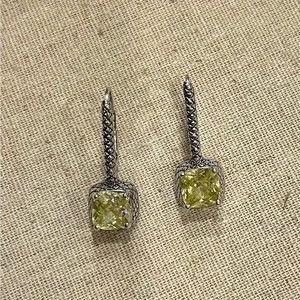 Premier Designs green citrine cubic zirconia earring in silver setting